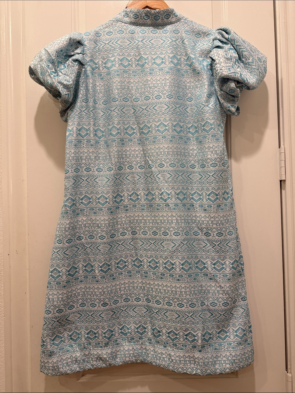 Sail to Sable Seafoam Patterned Puff-Sleeve Mini Dress - Picture 6 of 12